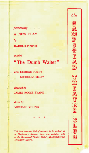 The Dumb Waiter old programme 2